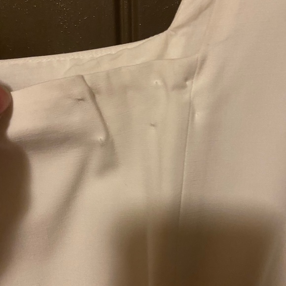 White Dress Square Neck Midi Dress Vintage Inspired Wedding Party Dress - Picture 11 of 14